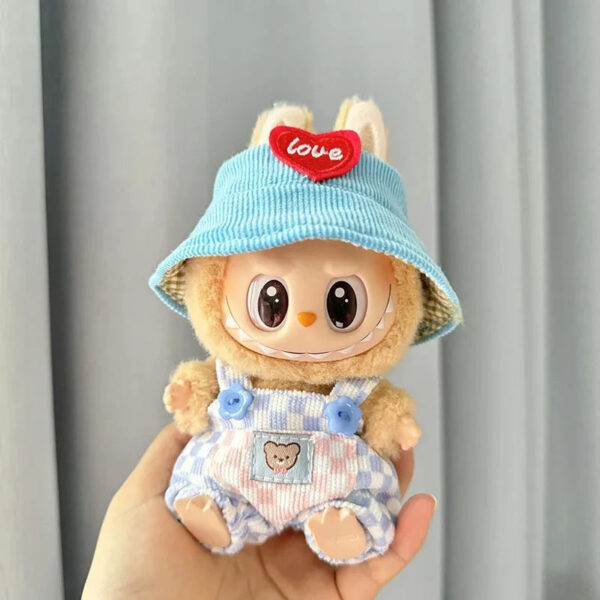 Labubu Clothes Handmade Summerr Dungarees Checked Bear Outfit with Accessories 1