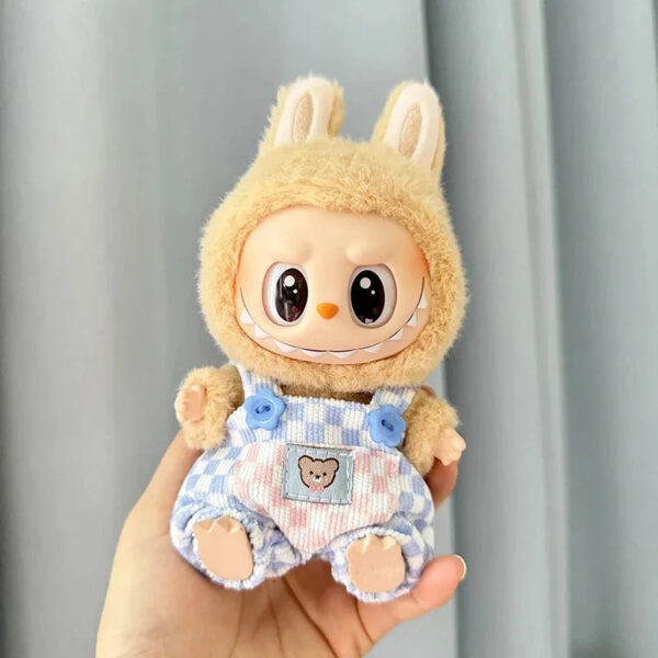 Labubu Clothes Handmade Summerr Dungarees Checked Bear Outfit with Accessories 4