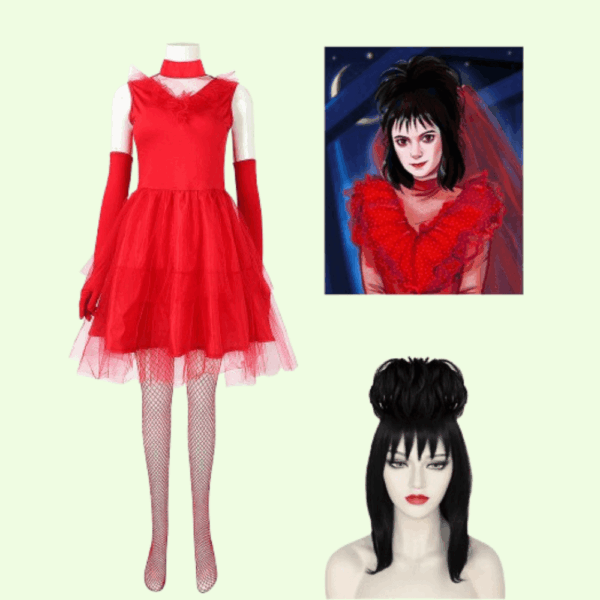 Beetlejuice Lydia Costume Red Mini Dress 2