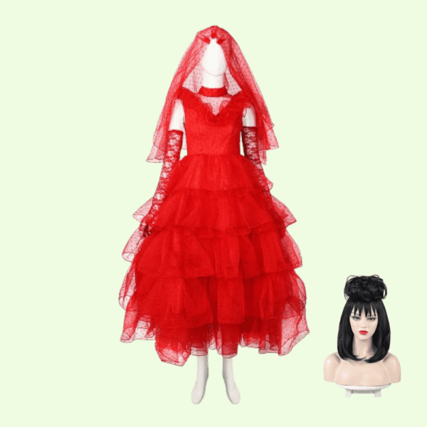 Beetlejuice Lydia Costume Red Wedding Dress 2