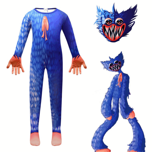 Poppy Huggy Wuggy Cosplay Costume with Mask Kids Halloween Fancy Jumpsuits 1